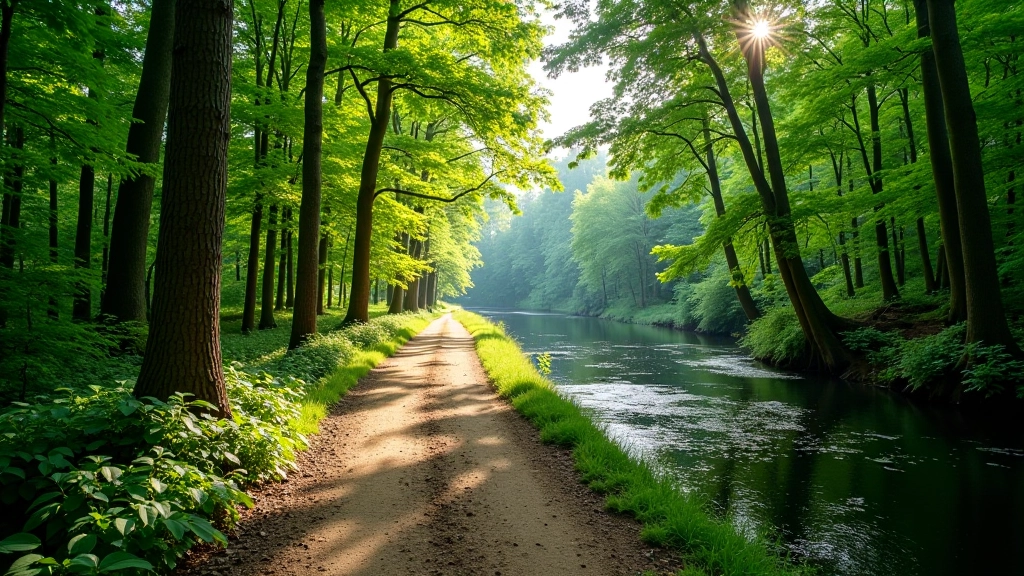 Pętla nad Drwęcą w Mławie, gęste lasy, rzeka, ścieżka leśna